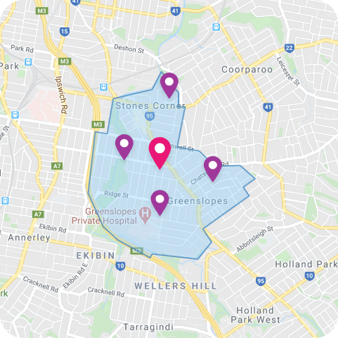 Suburb map with property pins